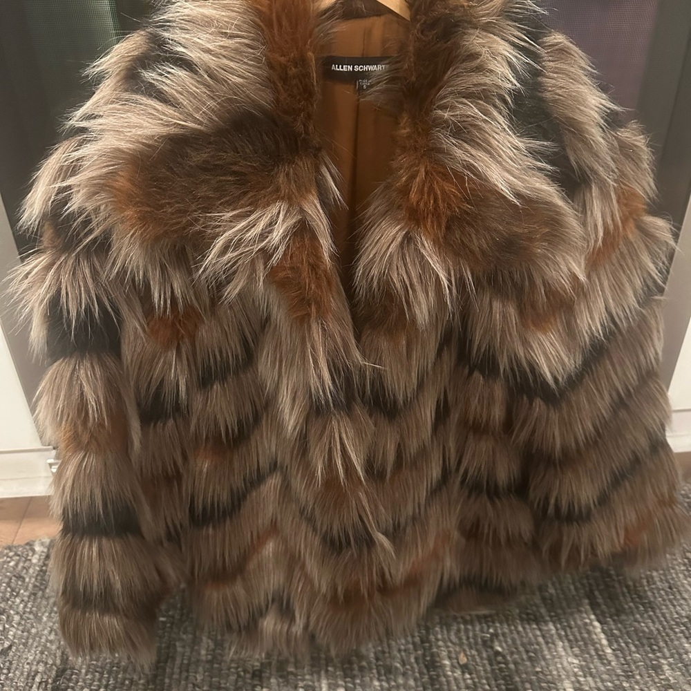 ABS Allen Schwartz Multicolor Faux Fur Teddy Jacket